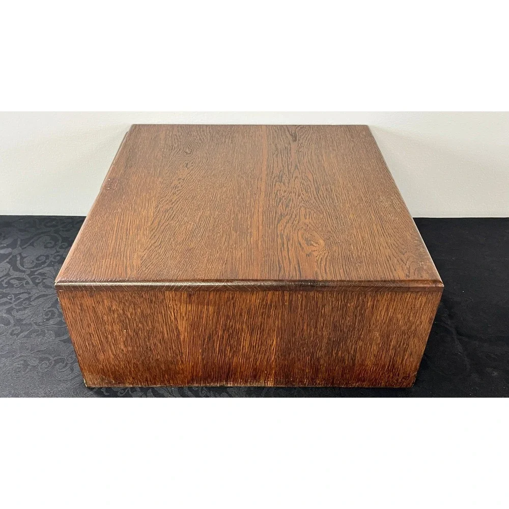Antique Weis Oak 2 Drawer Card Catalog Desktop File Cabinet Library Storage Box